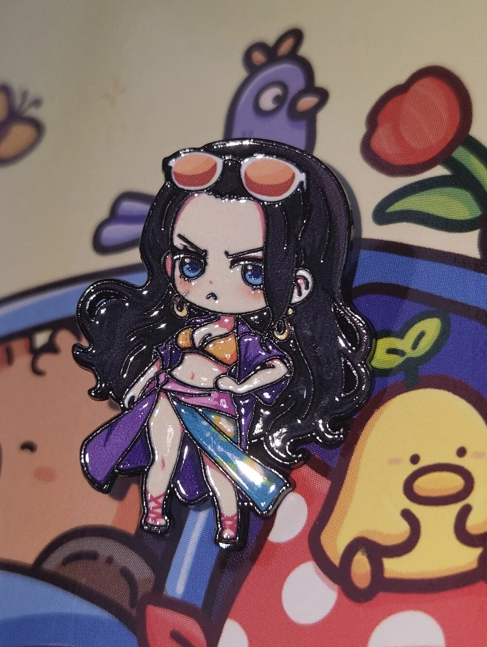 Onepiece Black and Purple Chibi Girl Enamel Pin - Kids Accessories